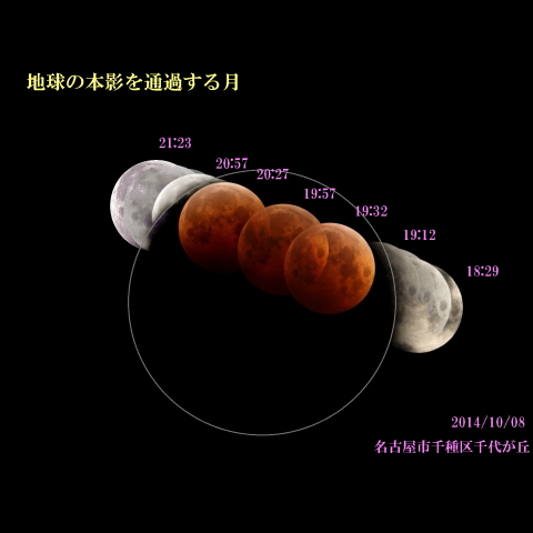 地球の本影を通過する月2