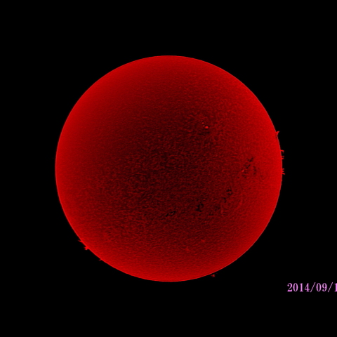 太陽　2014/09/13 (1/5) Hα R-B