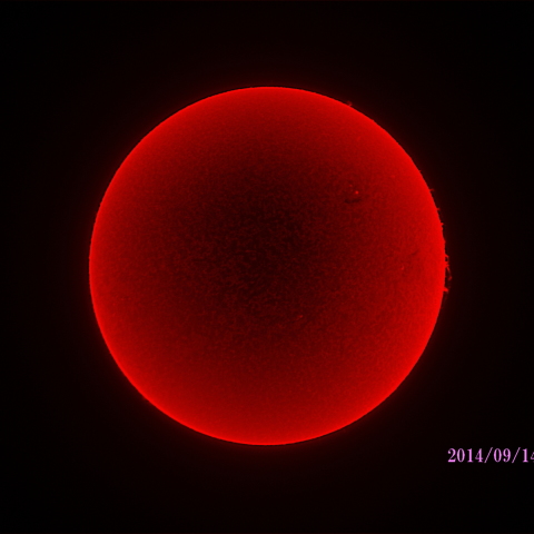 太陽　2014/09/14 (1/5) Hα R-B