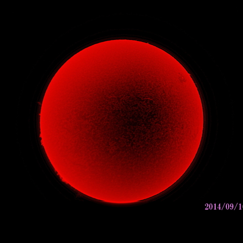 2014/09/16 太陽　(1/5) Hα　R-B