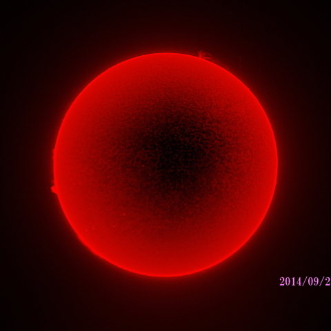 太陽　2014/09/22  (1/5)  Hα R-B