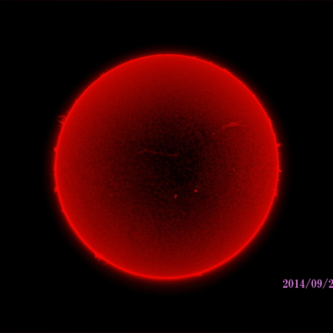 太陽　2014/09/27 (1/5) Hα R-B