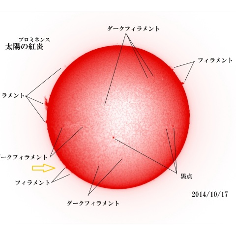 太陽　2014/10/17  (5/6) 日の丸　活動領域12192の見え始め
