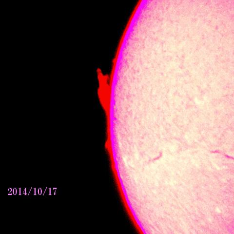 太陽　2014/10/17 (6/6) Hα　RAW画像　活動領域12192の見え始め