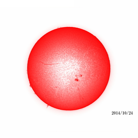 太陽　2014/10/24 (5/6) 日の丸　活動領域12192出現から１週間目