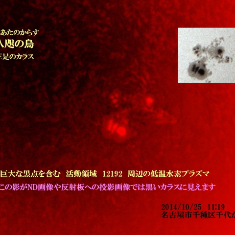 太陽　2014/10/25　(6/7) 八咫の烏(三足の烏) 拡大写真