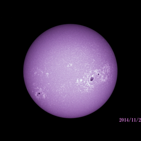 太陽 2014/11/22 (3/6) CaK　戻ってきた活動領域