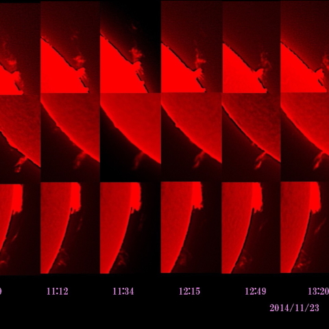 太陽 2014/11/23 (6/6)　外周のフィラメントの変化　