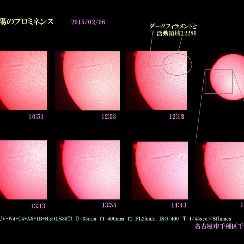 太陽　2015/02/06 ダークフィラメントと活動領域