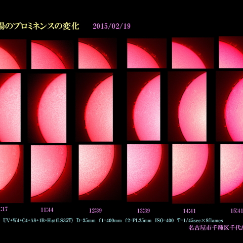 太陽のプロミネンスの変化