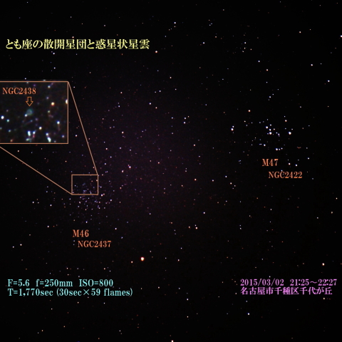 とも座の散開星団と惑星状星雲