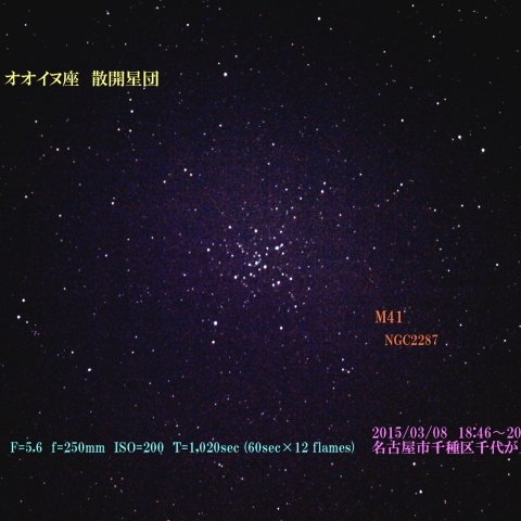 オオイヌ座　散開星団