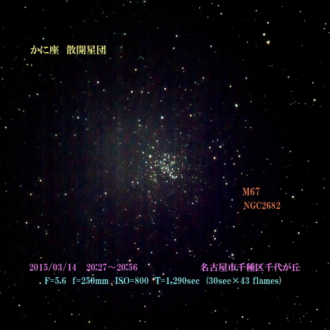 かに座　散開星団　M67
