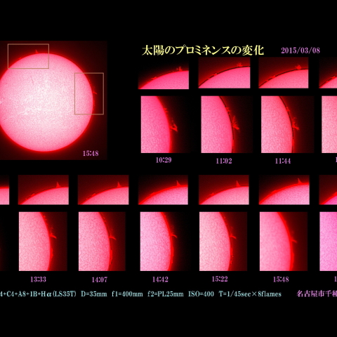 太陽のプロミネンスの変化