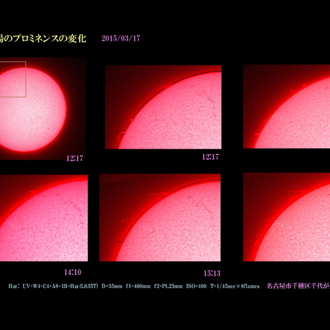太陽のプロミネンスの変化