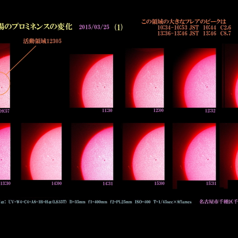 太陽のプロミネンスの変化　2015/03/25 (1)