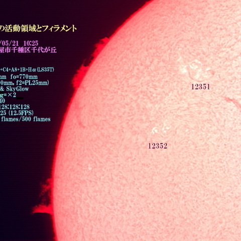 太陽の活動領域とフィラメント