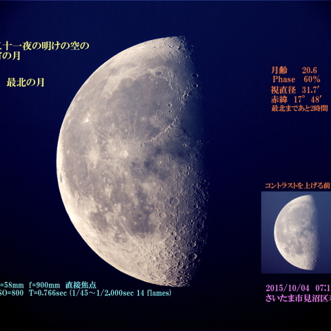 宵の月　明けの空の月　最北の月　二十一夜の月