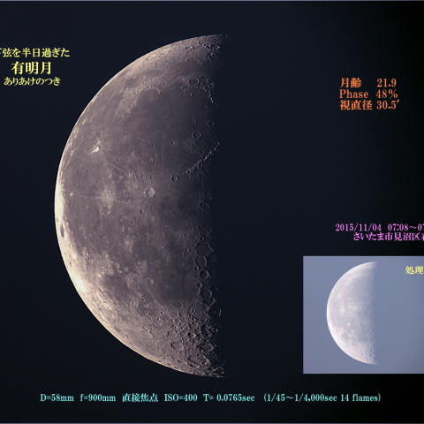 下弦を半日過ぎた有明の月