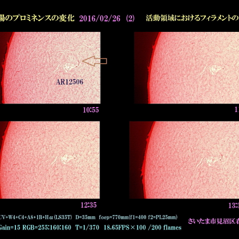 太陽のプロミネンスの変化