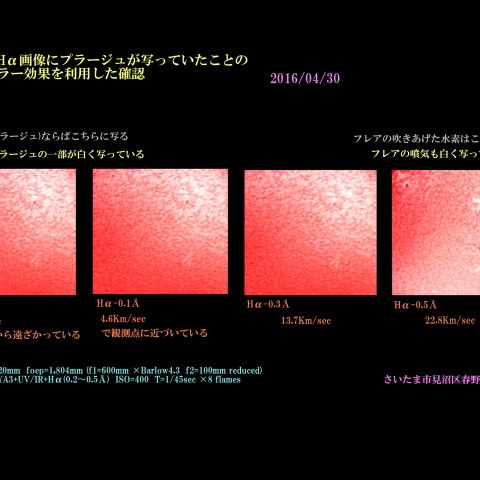 Hα画像にプラージュが写っていたことの確認