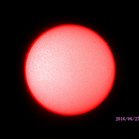 太陽　2016/06/27　Hα　RGB