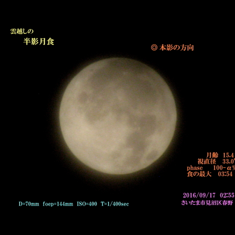 雲越しの半影月食