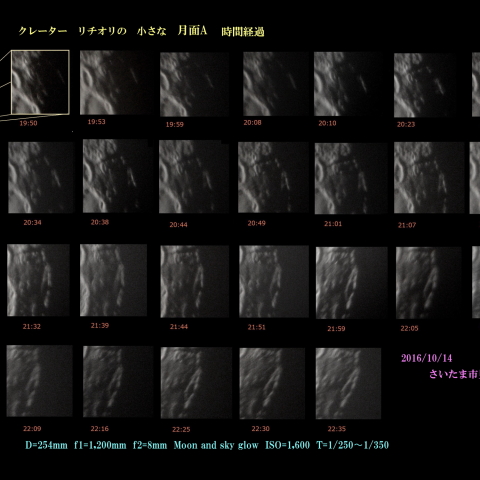 クレーターリチオリの小さな月面A 時間経過