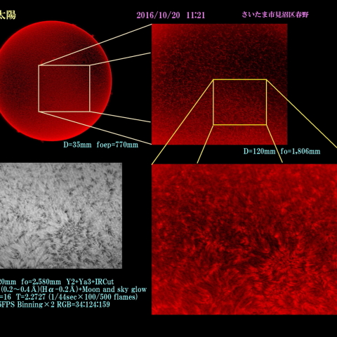 太陽　2016/10/20 11:21 Hα