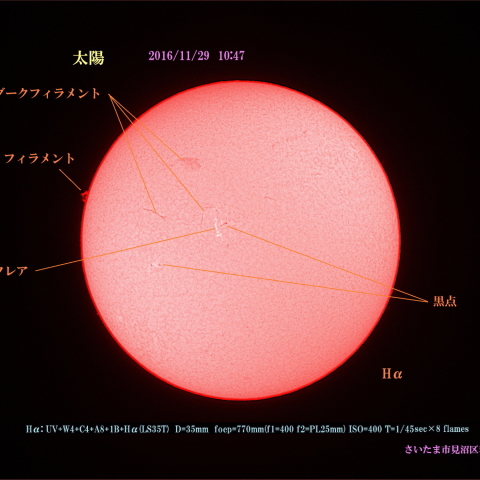 太陽　2016/11/29 Hα
