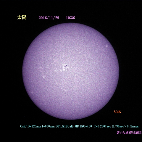 太陽　2016/11/29 CaK