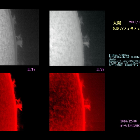 太陽　2016/12/06 外周のフィラメント