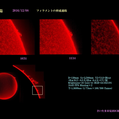 太陽　2016/12/08 フィラメントの形成過程