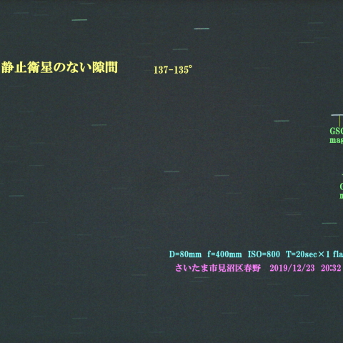 静止衛星の無い間隙 137-135°