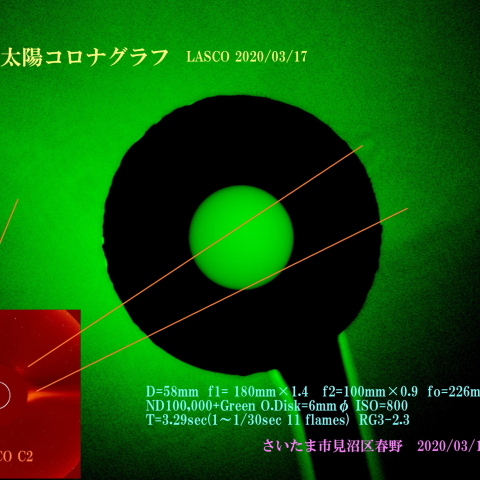 広角太陽コロナグラフ　2020/03/17
