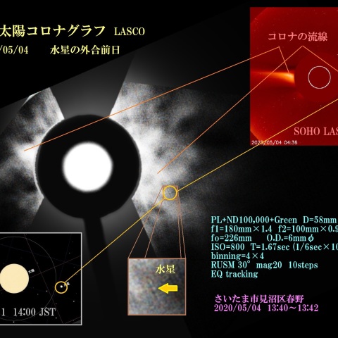 広角太陽コロナグラフ LASCO 2020/05/04 水星の外合前日