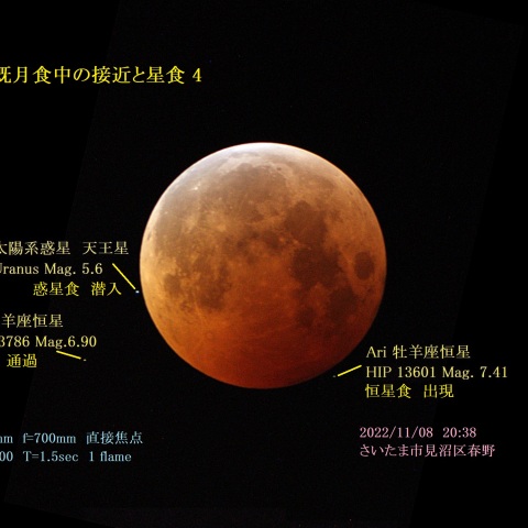 皆既月食中の接近と星食 4