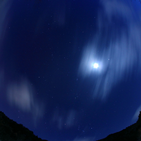 冬の星座と月、木星、金星