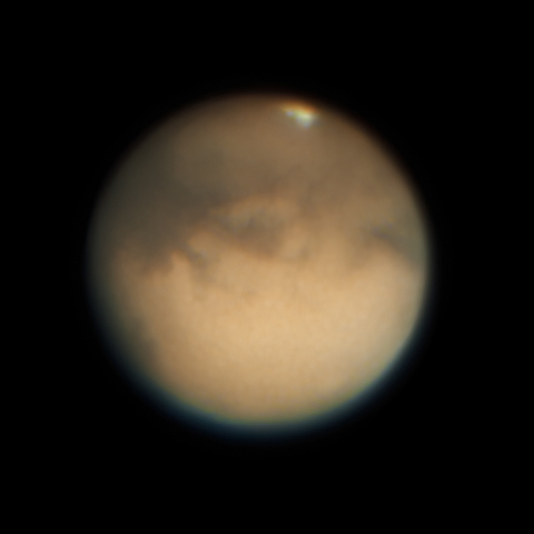 住宅街から撮影した最接近直後の火星