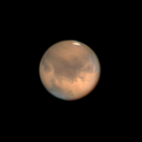 住宅街から撮影した火星