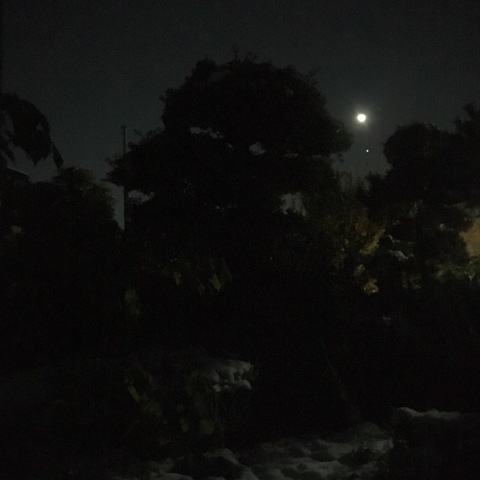 雪夜の月と木星