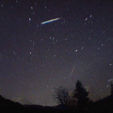 スマホで撮る星々・富士山とふたご座流星群