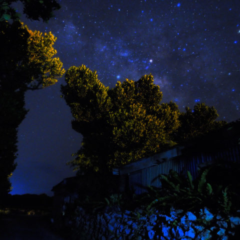 集落から見る夏の天の川