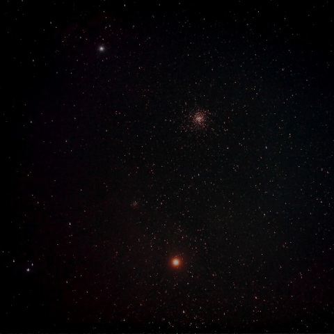 火星と球状星団 M107（へびつかい座）