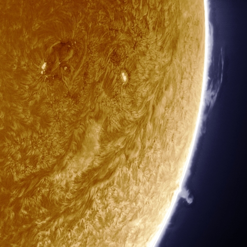 8月15日の太陽 Ha 擬似カラー版