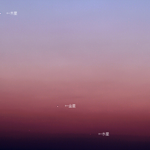 今夜(5/21)の木星・金星・水星の3惑星の集合