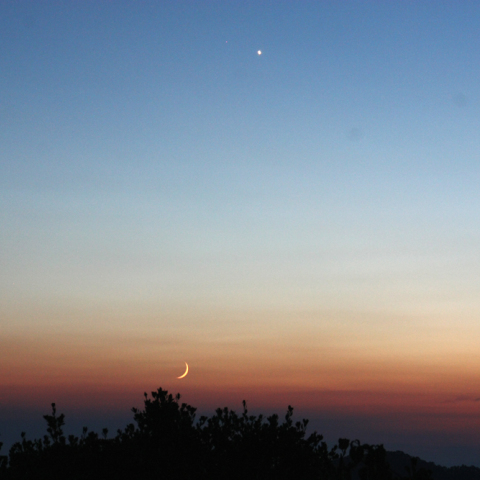 今夕(7/10)の金星と三日月
