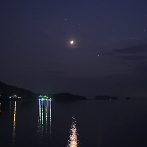 今夕(9/09)の西空に並ぶ、スピカ・金星・月・土星