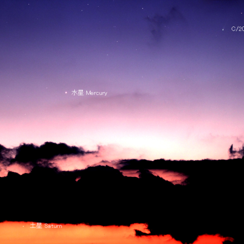 11/22のアイソン彗星と水星と土星