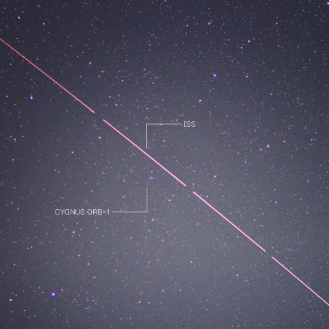 今朝(1/12)のISSとCYGNUS ORB-1